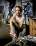 Artist Jim Barrett in his studio, Santa Monica CA 1980's.